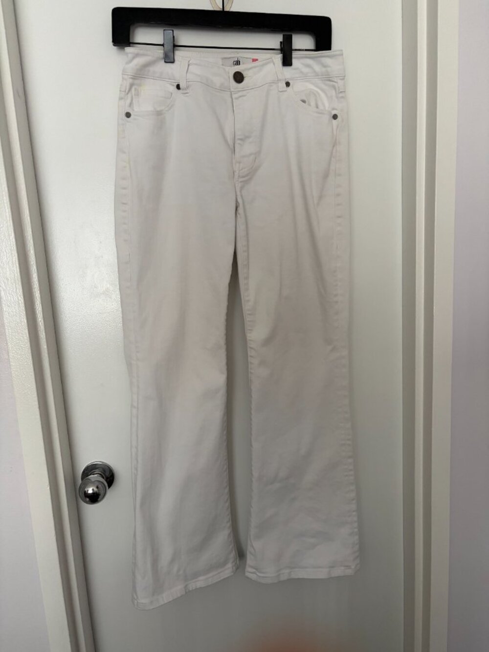CAbi Trouser Jeans White Style 5880R Size 6 Stretch Flare